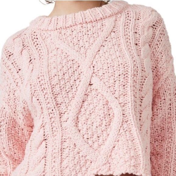 NEW Free People Pink Cutting Edge Cable
Knit Crop Sweater Barbie Hot Pink Large - Picture 4 of 12